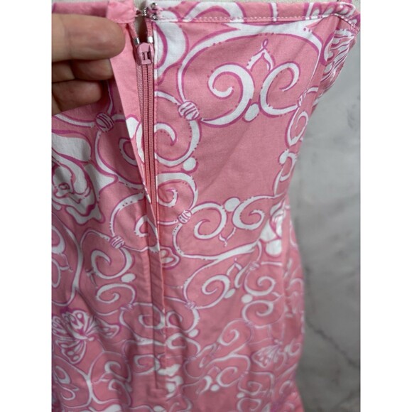 Vintage 90s Lilly Pulitzer Dress Butterfly Roses 1990’s 8 M Pink Pleated Barbie - Picture 11 of 16